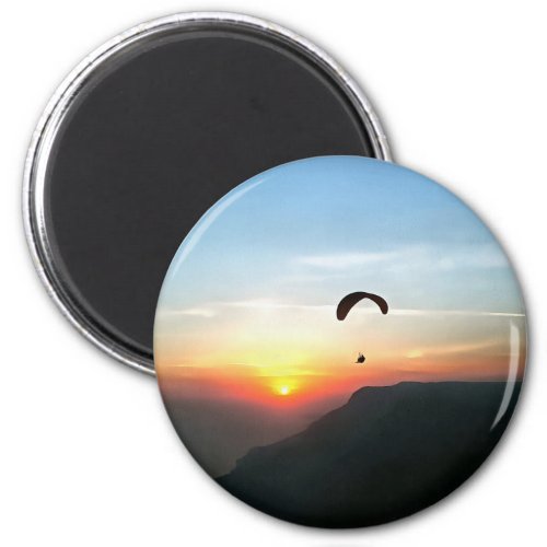 Sunset Paraglide Wanderlust Extreme Sports Art Magnet