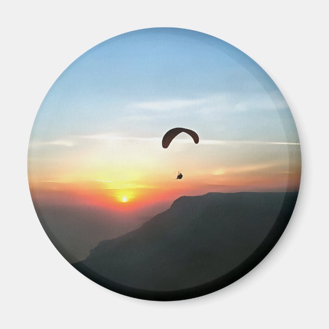 Sunset Paraglide Wanderlust Extreme Sports Art Magnet (Front)