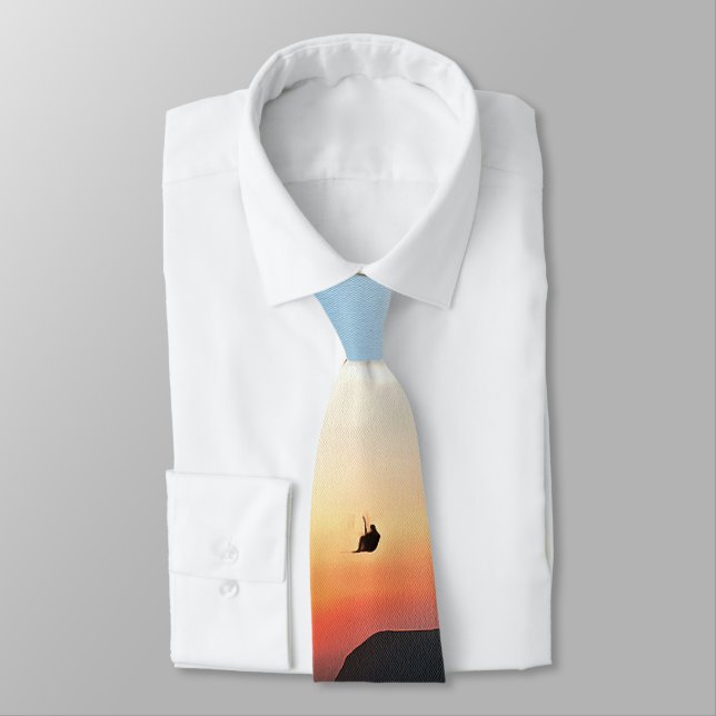 Sunset Paraglide Wanderlust Extreme Sports Art Neck Tie (Tied)