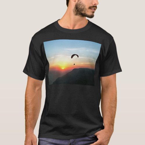 Sunset Paraglide Wanderlust Extreme Sports Art T_Shirt