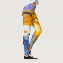 Sunset paragliding over the water in watercolor