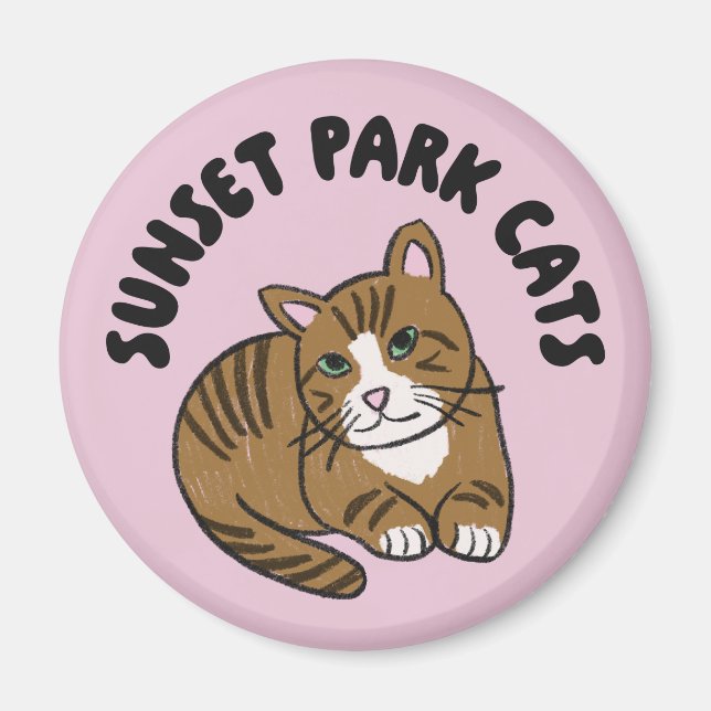 Sunset Park Cats | Magnet | Lenny Rescue Cat Cute  (Front)