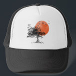 Sunset Park Hat<br><div class="desc">Japanese inspired design. Silhouettes of tree and birds with sunset in the background.</div>