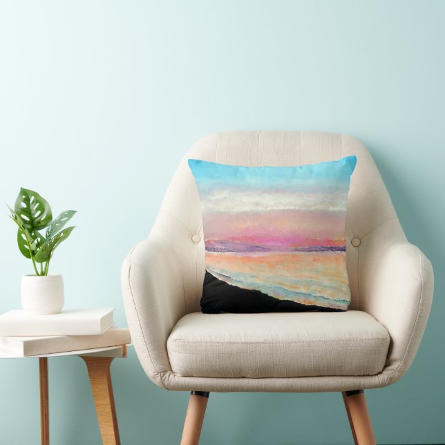 Sunset Pastels Beach Art Throw Pillow (Chair)