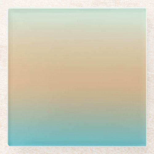 Sunset Peach Aqua Ombre Glass Coaster