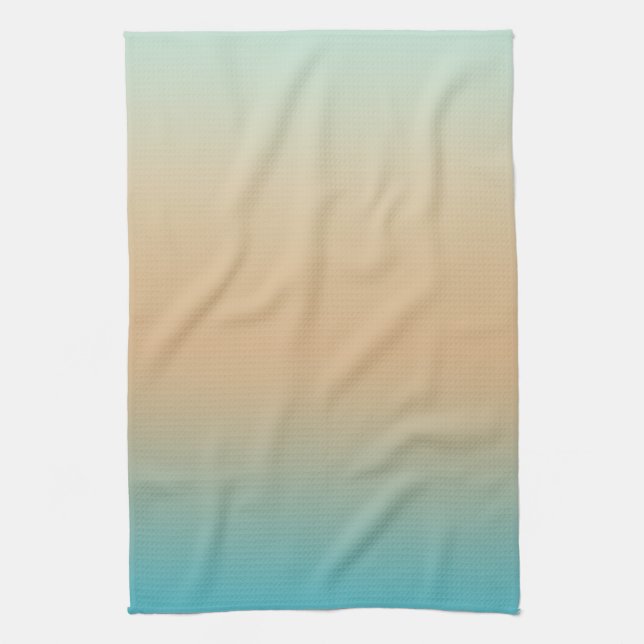 Sunset Peach Aqua Ombre Kitchen Towel (Vertical)