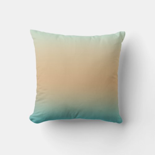 Sunset Peach Aqua Ombre Throw Pillow