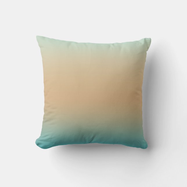 Sunset Peach Aqua Ombre Throw Pillow (Front)