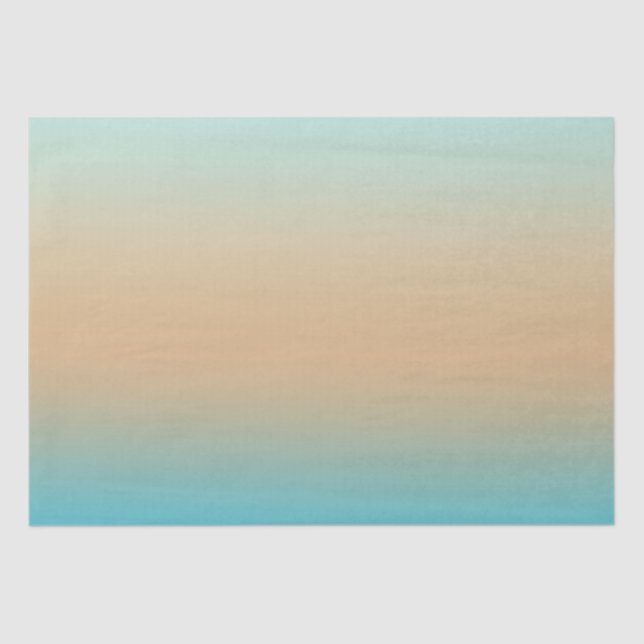 Sunset Peach Aqua Ombre Tissue Paper (Front)