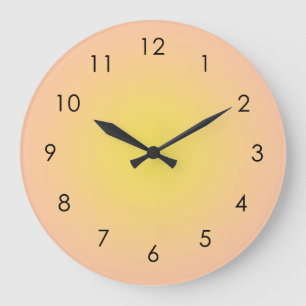 Sunset Peach Yellow Gradient Ombre  Large Clock