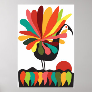 sunset peacock poster