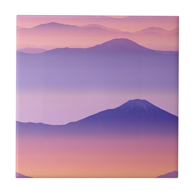 Sunset Peaks – Golden Mountain Dreamscape (2) Ceramic Tile (Front)