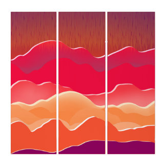 Sunset Peaks Modern Paper Collage Art