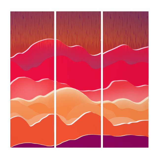 Sunset Peaks Modern Paper Collage Art (Front)