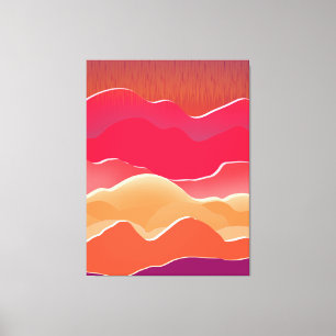 Sunset Peaks Modern Paper Collage Art Canvas Print