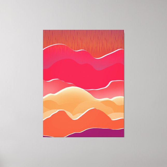 Sunset Peaks Modern Paper Collage Art Canvas Print (Front)