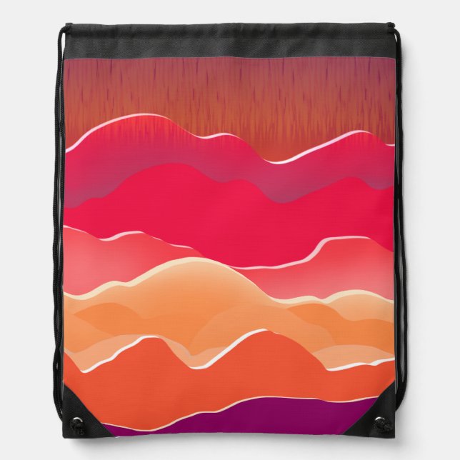 Sunset Peaks Modern Paper Collage Art Drawstring Bag (Front)