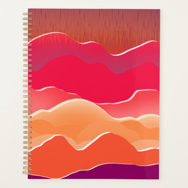 Sunset Peaks Modern Paper Collage Art Planner (Front)