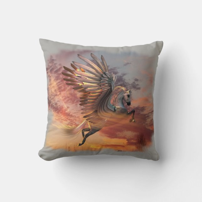 Sunset Pegasus Throw Pillow 16" x 16" pick color (Front)