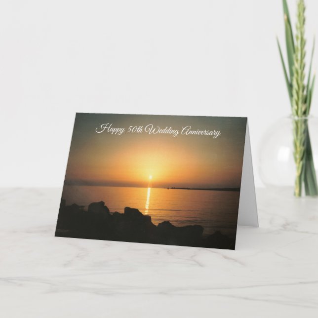 Sunset Personalised 50th Wedding Anniversary Card (Front)