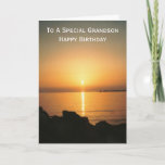 Sunset Personalised Grandson Birthday Card<br><div class="desc">Greeting card ocean sunset grandson birthday card. Customise this birthday card with any text then have it printed and sent to you or instantly download it to your mobile device. Should you require any help with customising then contact us through the link on this page. Ocean photography personalised grandson birthday...</div>