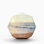 Sunset Personalized Retirement Keepsake Acrylic Award<br><div class="desc">Custom acrylic block keepsake includes retirement wishes and years of service on a beautiful ocean sunset and waves on on the beach background. Perfect for business and corporate retirement gifts.</div>