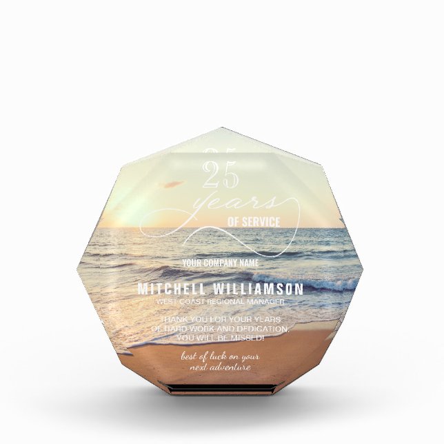Sunset Personalized Retirement Keepsake Acrylic Award (Front)