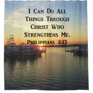 SUNSET PHILIPPIANS 4:13 SCRIPTURE DESIGN SHOWER CURTAIN
