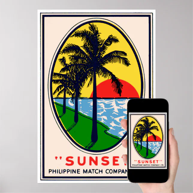 Sunset Philippine Match Company, LTD Label Poster Zazzle