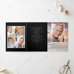 Sunset Photo 6-Page Memorial Order of Service  Tri-Fold Invitation