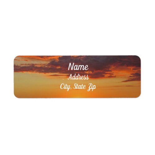 Sunset Photo Bright Orange Clouds and Sky Label