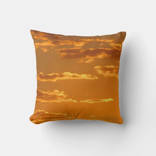 Sunset Photo Bright Orange Yellow Cloud Sky Throw Pillow (Front)