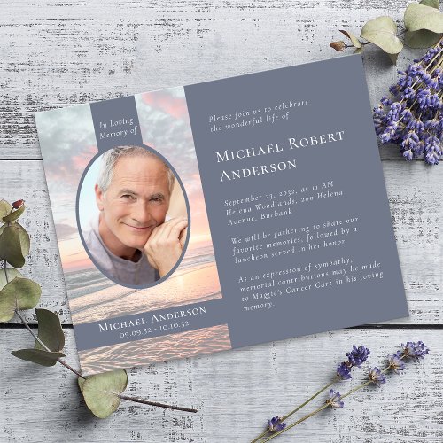 Sunset Photo Celebration of Life Memorial Invite