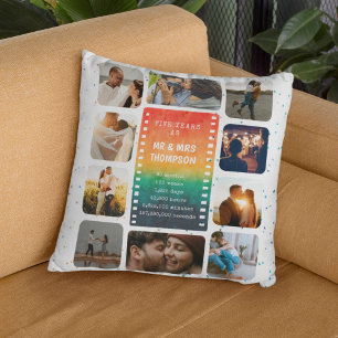 Sunset Photo Collage Mr and Mrs 5th Anniversary Throw Pillow
