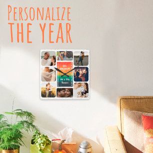 Sunset Photo Collage Mr and Mrs Custom Anniversary Square Wall Clock