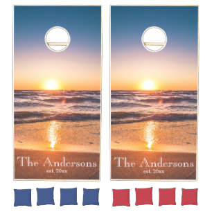 Sunset photo custom cornhole set