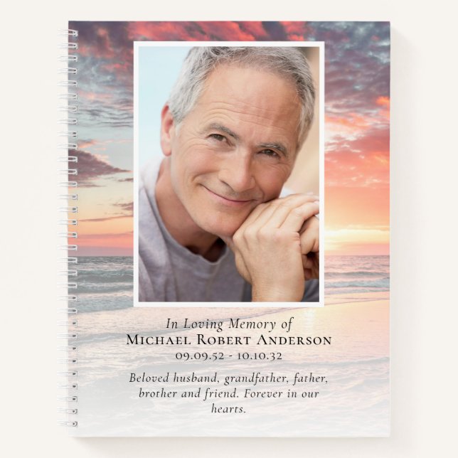 Sunset Photo Funeral Budget Guest Book (Front)