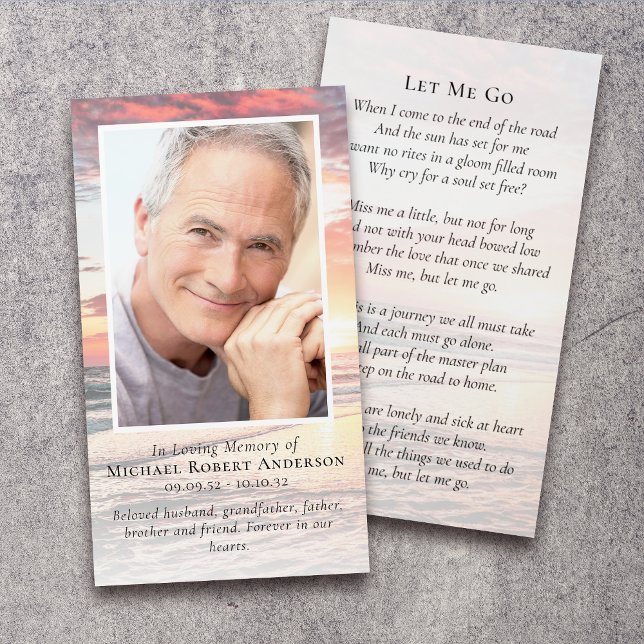 Sunset Photo Funeral Memorial Card (Creator Uploaded)