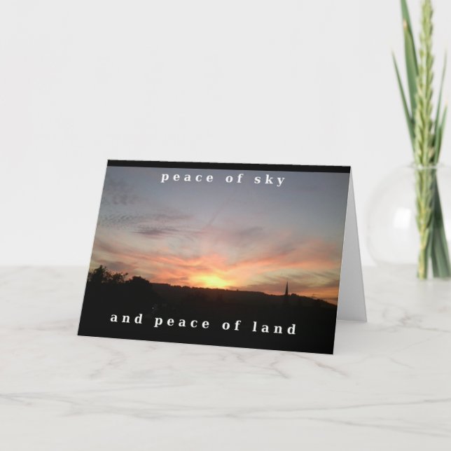 Sunset Photo Greeting Card with Words of Peace (Front)