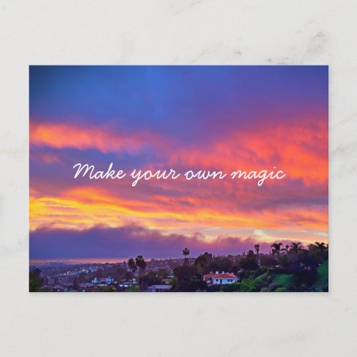 Sunset Photo Make Your Own Magic Script Modern Postcard