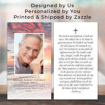 Sunset Photo Memorial Prayer Card | Zazzle