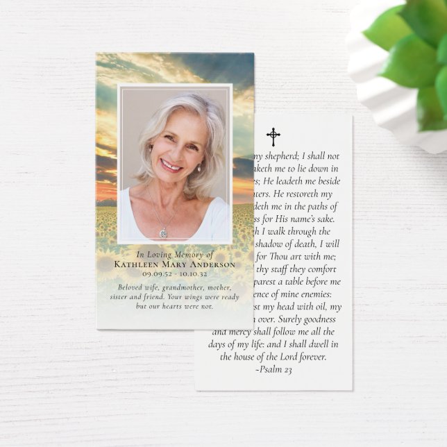 Sunset Photo Memorial Prayer Card (Desk)