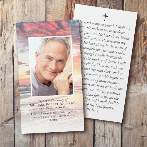 Sunset Photo Memorial Prayer Card with Envelope