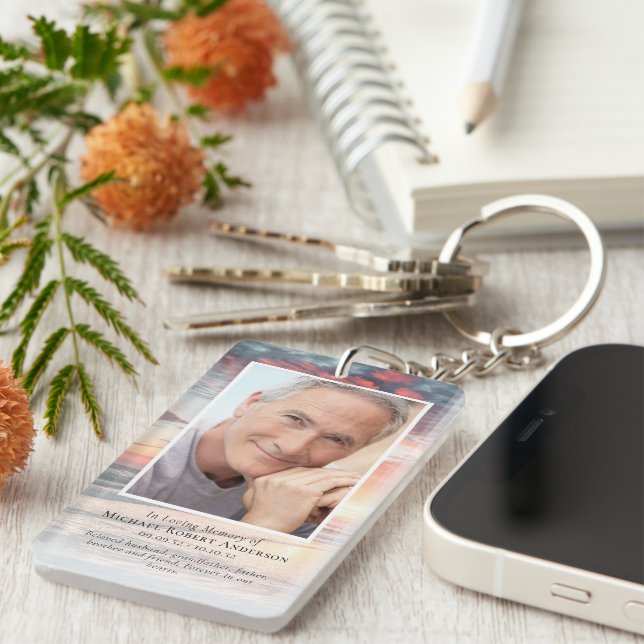 Sunset Photo Memorial Prayer Keychain (Front Right)