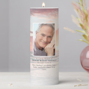 Sunset Photo Memorial Remembrance Tribute Pillar C Candle