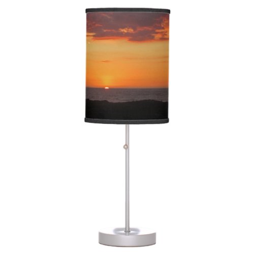 Sunset Photo Orange Evening Sky Pacific Ocean Table Lamp
