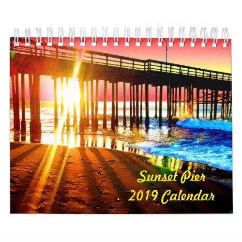 Sunset Pier 2019 Wall Calendar