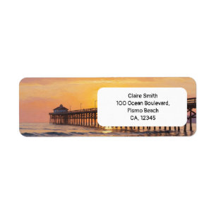 Sunset Pier Pismo Beach Pier California Label