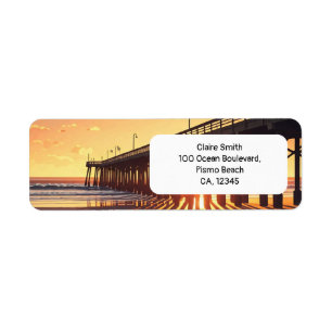 Sunset Pier Pismo Beach Pier California Label