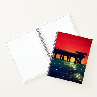 Sunset Pier Silhouette Notebook